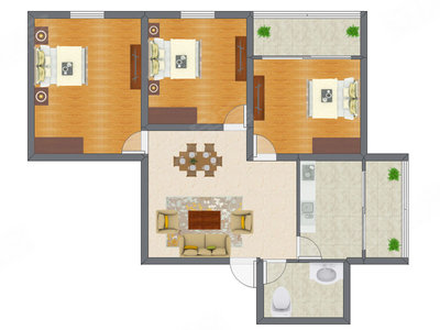 3室1厅 86.95平米
