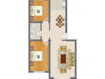2室2厅 89.01平米
