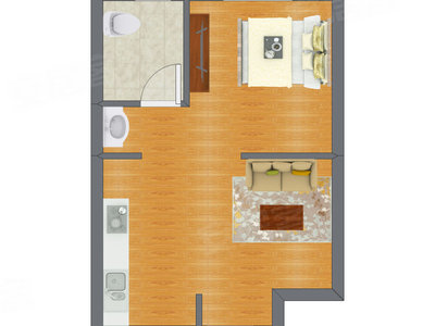 1室0厅 41.55平米户型图