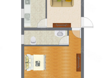 1室1厅 49.00平米