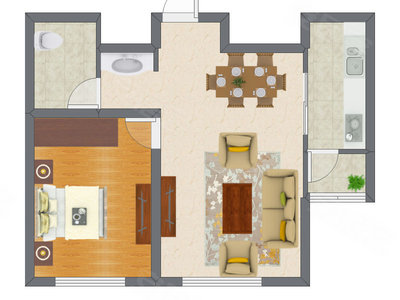 1室2厅 64.70平米户型图