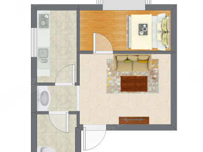 1室1厅 40.60平米户型图