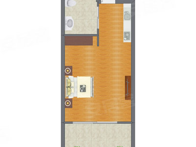 1室0厅 63.00平米户型图