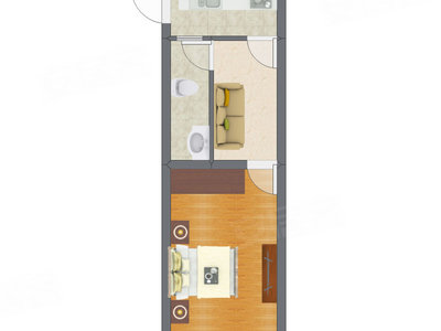 1室1厅 32.59平米户型图