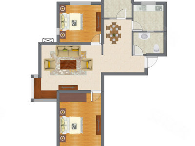 2室2厅 95.16平米户型图