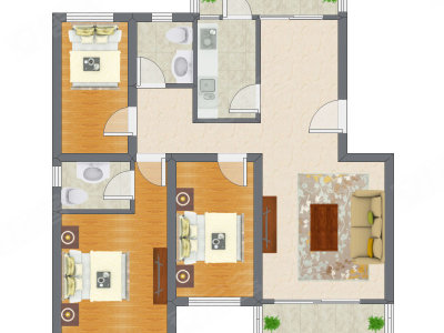 3室2厅 99.37平米户型图
