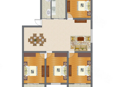4室2厅 100.64平米
