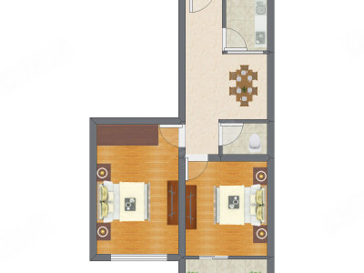 2室1厅 64.10平米
