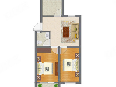 2室1厅 64.00平米