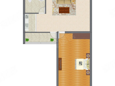 1室1厅 76.00平米户型图