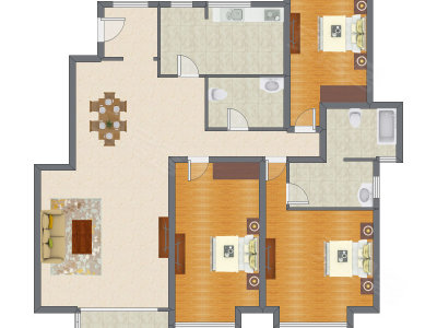 3室2厅 187.35平米户型图