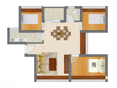 3室1厅 87.73平米户型图