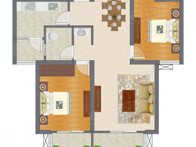 2室2厅 99.10平米户型图
