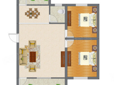 2室2厅 70.00平米户型图