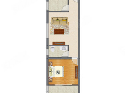 1室1厅 55.57平米户型图