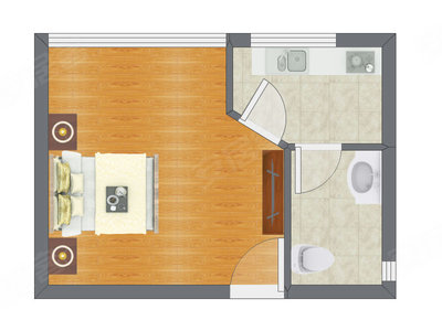1室0厅 35.70平米户型图
