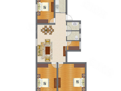 3室1厅 91.44平米