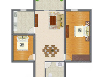 2室2厅 76.00平米