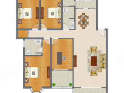 4室2厅 164.64平米户型图