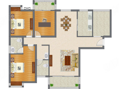 3室2厅 135.97平米户型图