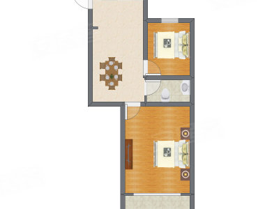 2室2厅 49.18平米户型图