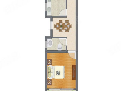 1室1厅 41.49平米户型图