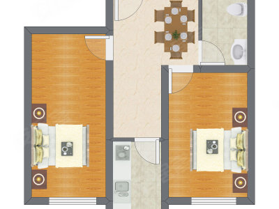 2室1厅 61.50平米户型图