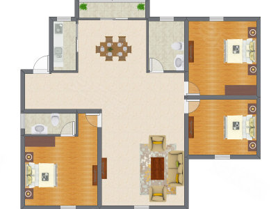 3室2厅 123.72平米