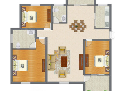 3室2厅 108.90平米