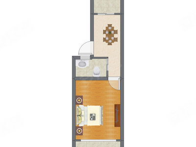 1室1厅 42.91平米户型图