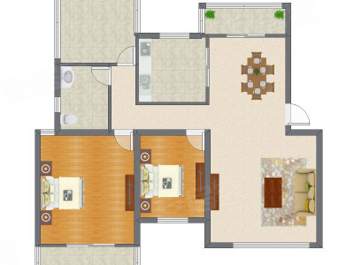 2室2厅 151.00平米