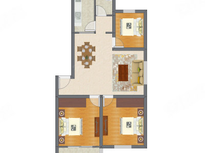 3室2厅 97.62平米户型图