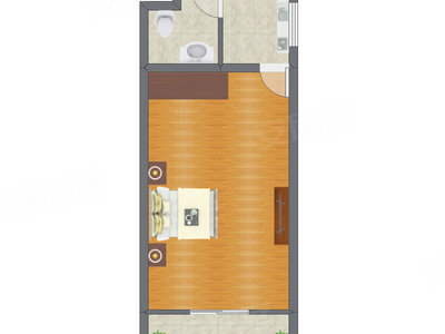 2室1厅 35.88平米