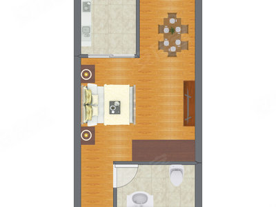 1室0厅 42.90平米户型图