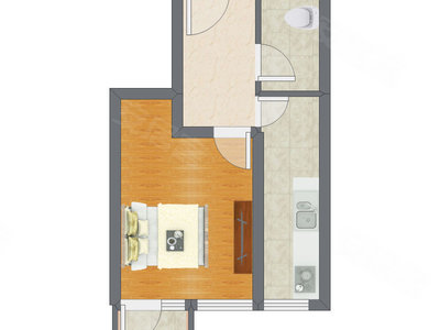 1室1厅 41.09平米户型图