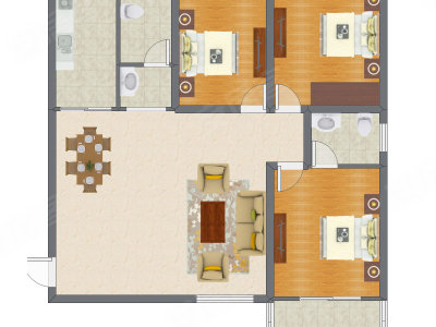 3室2厅 128.80平米户型图