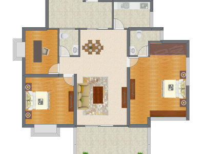 2室2厅 115.28平米户型图