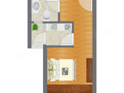 1室1厅 32.61平米户型图