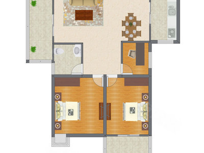 2室2厅 90.71平米