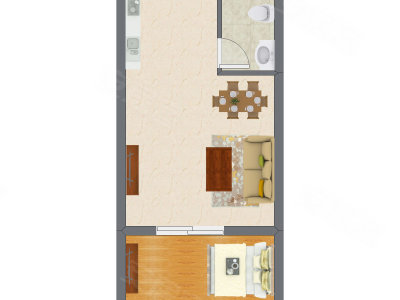 1室1厅 31.93平米户型图