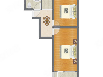 2室1厅 53.19平米