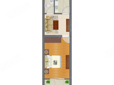 1室1厅 26.77平米户型图