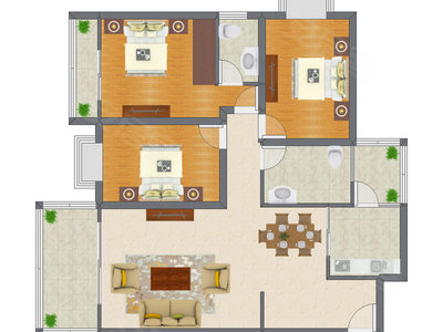 3室2厅 148.50平米户型图