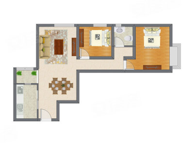 2室2厅 90.79平米