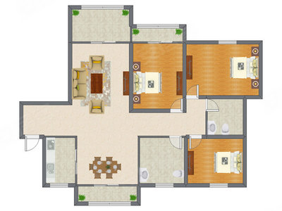 3室1厅 143.15平米户型图