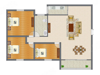 3室2厅 121.80平米