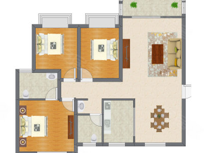 3室2厅 85.41平米