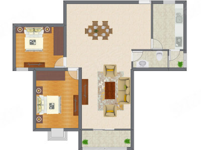 2室2厅 89.13平米