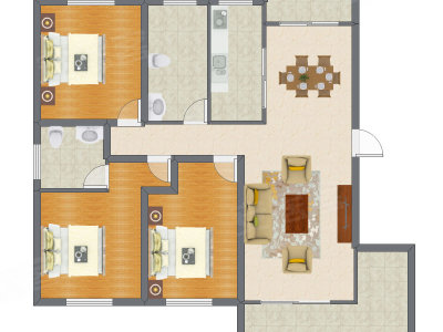3室2厅 128.90平米