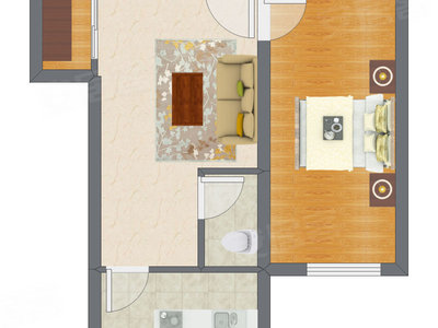 1室1厅 41.90平米户型图